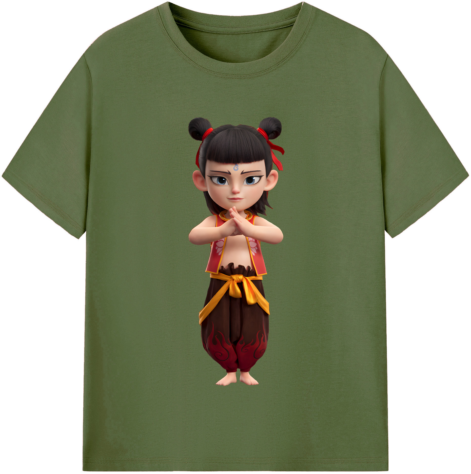（画像用） Ne Zha 2 ナタ 魔童の大暴れ 綿100％半袖Tシャツ（フロントプリント）
